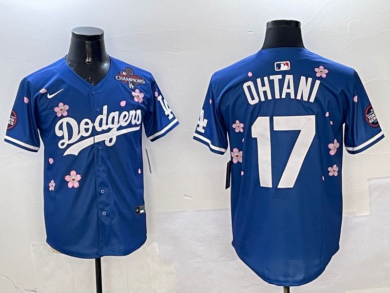 Men Los Angeles Dodgers #17 Ohtani Blue Sakura Edition 2025 Nike MLB Jersey style 7->los angeles dodgers->MLB Jersey